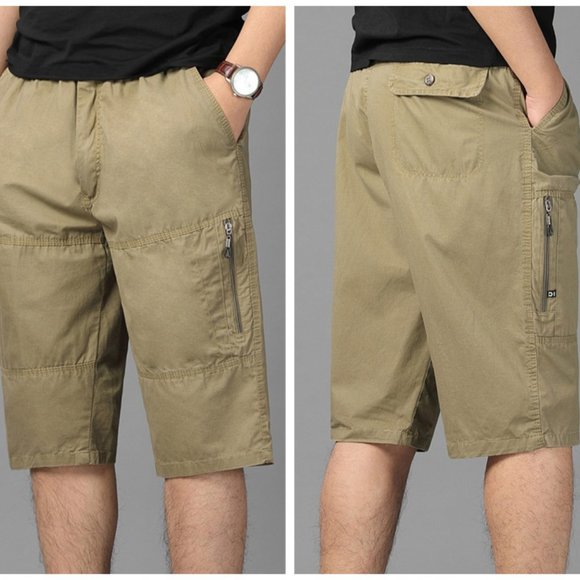 Men's cropped shorts are loose and father loose